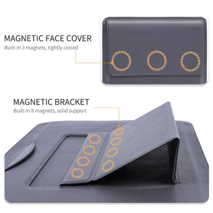 For MacBook 15 / 16 inch PU Leather 4 in 1 Laptop Bag with Functional Bracket(Space Gray) - Protective Bags by PMC Jewellery | Online Shopping South Africa | PMC Jewellery