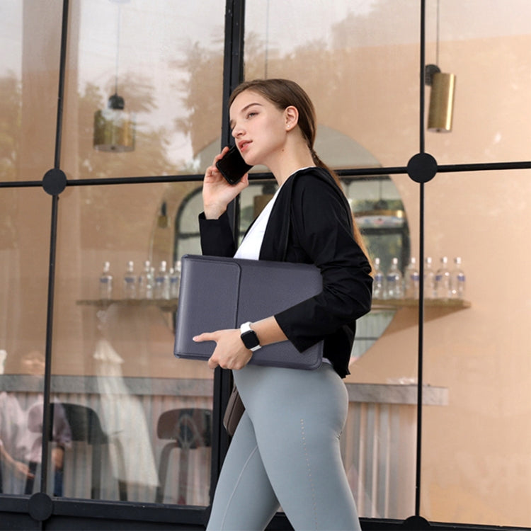 For MacBook 15 / 16 inch PU Leather 4 in 1 Laptop Bag with Functional Bracket(Dark Blue) - Protective Bags by PMC TechLife | Online Shopping South Africa | PMC TechLife