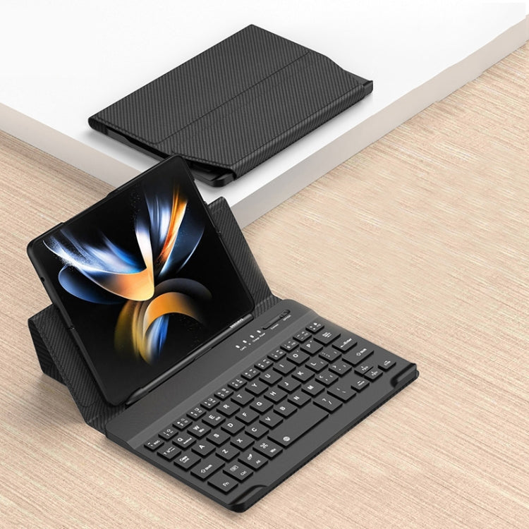 For Samsung Galaxy Z Fold3 5G / Fold4 5G / Mate X2 / Mate XS 2 GKK Magnetic Folding Bluetooth Keyboard Leather Case(Carbon Fibre Black) - Samsung Keyboard by GKK | Online Shopping South Africa | PMC Jewellery