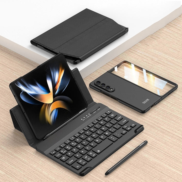 For Samsung Galaxy Z Fold3 5G GKK Magnetic Folding Bluetooth Keyboard Leather Case with Pen + Phone Case(Carbon Fibre Black) - Samsung Keyboard by GKK | Online Shopping South Africa | PMC Jewellery