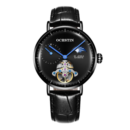 OCHSTIN 6121B Masterpiece Tourbillon Mechanical Men Watch(Black-Black) - Leather Strap Watches by OCHSTIN | Online Shopping South Africa | PMC Jewellery | Buy Now Pay Later Mobicred