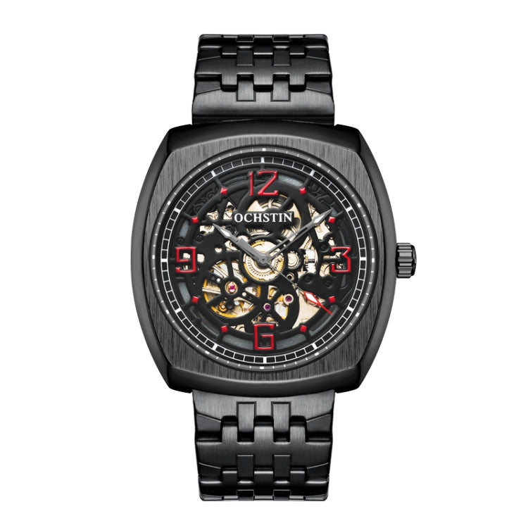 OCHSTIN 7262 Masterpiece Series Mechanical Steel Band Men Watch(Black Red) - Metal Strap Watches by OCHSTIN | Online Shopping South Africa | PMC Jewellery | Buy Now Pay Later Mobicred