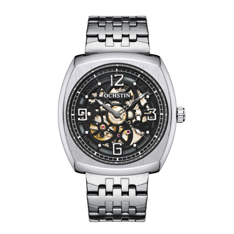 OCHSTIN 7262 Masterpiece Series Mechanical Steel Band Men Watch(Silver Black) - Metal Strap Watches by OCHSTIN | Online Shopping South Africa | PMC Jewellery | Buy Now Pay Later Mobicred