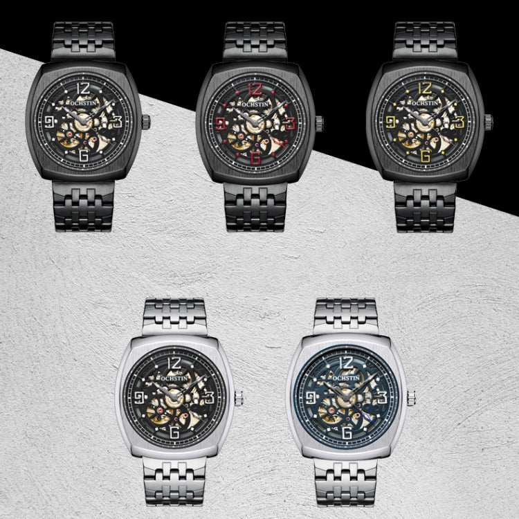 OCHSTIN 7262 Masterpiece Series Mechanical Steel Band Men Watch(Silver Black) - Metal Strap Watches by OCHSTIN | Online Shopping South Africa | PMC Jewellery | Buy Now Pay Later Mobicred