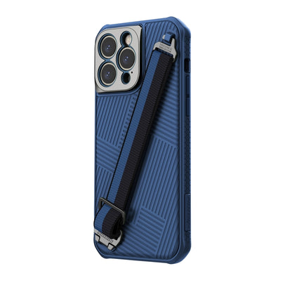 For iPhone 14 Pro Max NILLKIN Full Coverage Phone Case with Wrist Strap(Blue) - iPhone 14 Pro Max Cases by NILLKIN | Online Shopping South Africa | PMC Jewellery | Buy Now Pay Later Mobicred