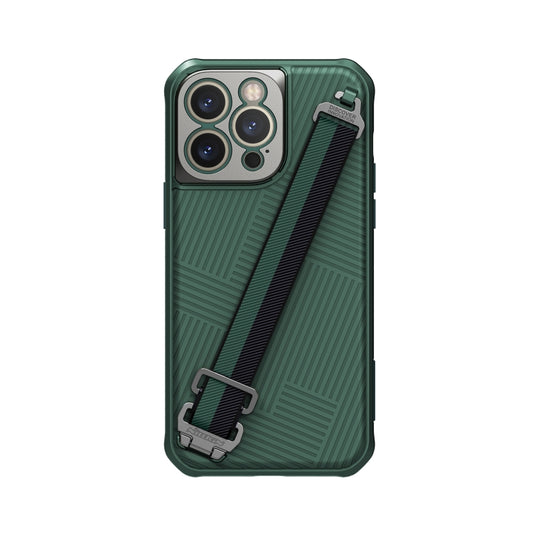 For iPhone 14 Pro Max NILLKIN Full Coverage Phone Case with Wrist Strap(Green) - iPhone 14 Pro Max Cases by NILLKIN | Online Shopping South Africa | PMC Jewellery | Buy Now Pay Later Mobicred