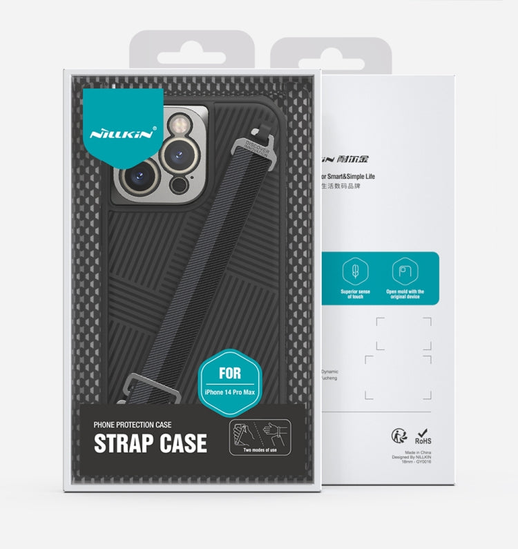 For iPhone 14 Pro Max NILLKIN Full Coverage Phone Case with Wrist Strap(Blue) - iPhone 14 Pro Max Cases by NILLKIN | Online Shopping South Africa | PMC Jewellery | Buy Now Pay Later Mobicred