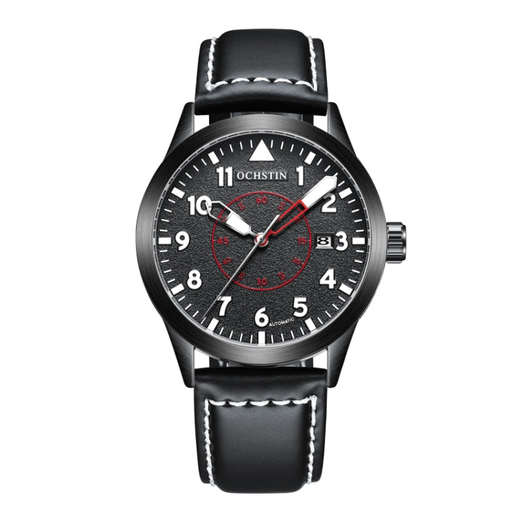 OCHSTIN 62028C Master Series Luminous Mechanical Men Watch(Black) - Leather Strap Watches by OCHSTIN | Online Shopping South Africa | PMC Jewellery | Buy Now Pay Later Mobicred