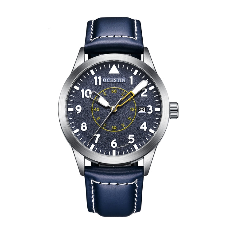 OCHSTIN 62028C Master Series Luminous Mechanical Men Watch(Blue) - Leather Strap Watches by OCHSTIN | Online Shopping South Africa | PMC Jewellery | Buy Now Pay Later Mobicred