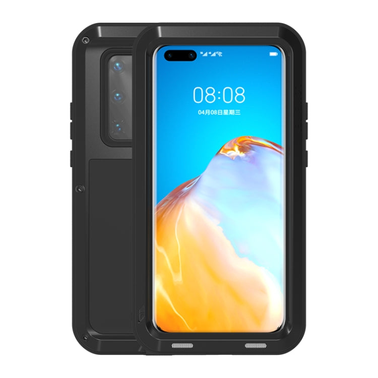 For Huawei P40 Pro LOVE MEI Metal Shockproof Water-resistant Dustproof Protective Case(Black) - Huawei Cases by LOVE MEI | Online Shopping South Africa | PMC TechLife | Buy Now Pay Later Mobicred