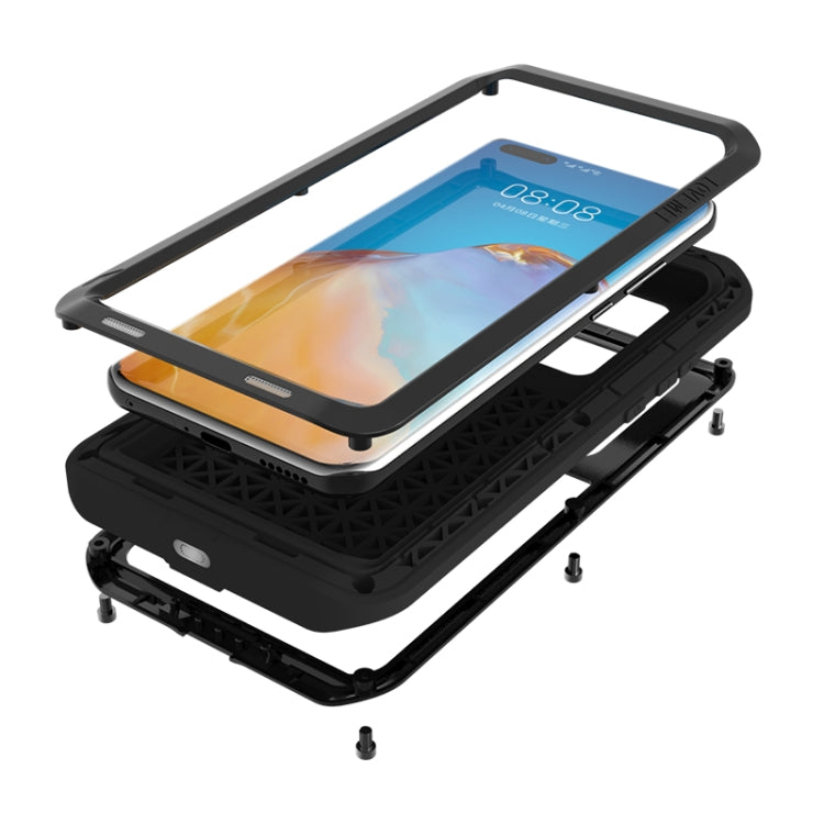 For Huawei P40 Pro LOVE MEI Metal Shockproof Water-resistant Dustproof Protective Case(Black) - Huawei Cases by LOVE MEI | Online Shopping South Africa | PMC TechLife | Buy Now Pay Later Mobicred
