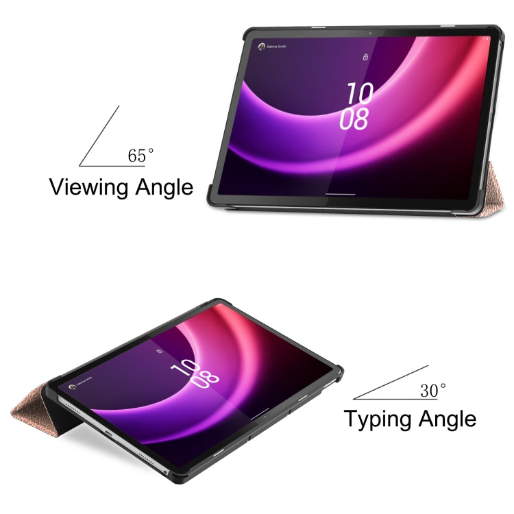 For Lenovo Tab P11 Gen 2 Custer Pure Color 3-Fold Holder Leather Smart Tablet Case(Rose Gold) - free shipping - PMC TechLife - Order now!