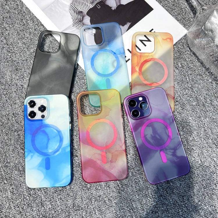 For iPhone 14 Pro Max MagSafe Magnetic Watercolor TPU Phone Case(Purple) - iPhone 14 Pro Max Cases by PMC Jewellery | Online Shopping South Africa | PMC Jewellery