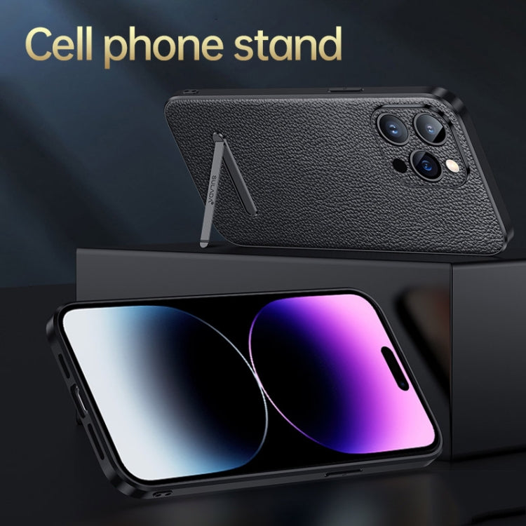 For iPhone 14 Pro SULADA Famous Artisan Series Litchi Leather PC + TPU Phone Case(Orange) - iPhone 14 Pro Cases by SULADA | Online Shopping South Africa | PMC TechLife