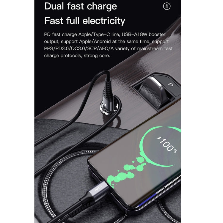 TOTUDESIGN 20W USB Car Fast Charging, Cable Length: 1.2m, Interface:8 Pin(Grey) - Car Charger by TOTUDESIGN | Online Shopping South Africa | PMC Jewellery | Buy Now Pay Later Mobicred