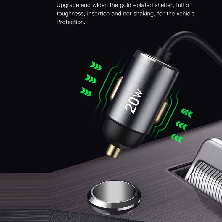 TOTUDESIGN 20W USB Car Fast Charging, Cable Length: 1.2m, Interface:8 Pin(Grey) - Car Charger by TOTUDESIGN | Online Shopping South Africa | PMC Jewellery | Buy Now Pay Later Mobicred