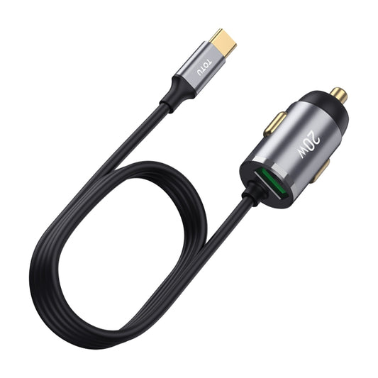 TOTUDESIGN 20W USB Car Fast Charging, Cable Length: 1.2m, Interface:USB-C / Type-C(Grey) - Car Charger by TOTUDESIGN | Online Shopping South Africa | PMC Jewellery