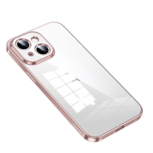 For iPhone 14 SULADA Shine Through Series Plating TPU Transparent Phone Protective Case(Pink) - iPhone 14 Cases by SULADA | Online Shopping South Africa | PMC Jewellery