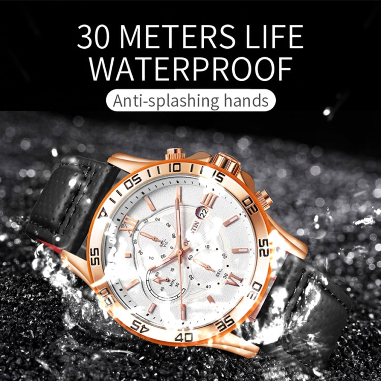 OCHSTIN 6068A Multifunctional Quartz Waterproof Luminous Men Watch(Rose Gold+Brown) - Leather Strap Watches by OCHSTIN | Online Shopping South Africa | PMC Jewellery | Buy Now Pay Later Mobicred