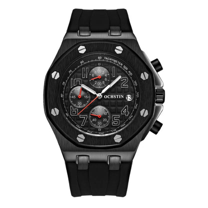 OCHSTIN 6100A Multifunctional Quartz Waterproof TPU Strap Men Watch(Black 01) - Leather Strap Watches by OCHSTIN | Online Shopping South Africa | PMC Jewellery | Buy Now Pay Later Mobicred