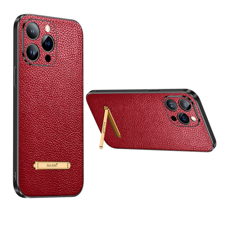 For iPhone 14 SULADA Invisible Bracket Leather Back Cover Phone Case(Red) - free shipping - PMC TechLife - Order now!