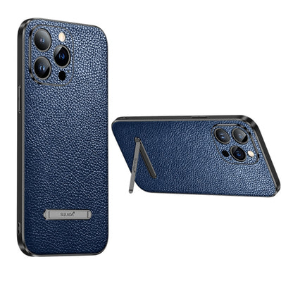 For iPhone 14 Pro Max SULADA Invisible Bracket Leather Back Cover Phone Case(Blue) - iPhone 14 Pro Max Cases by SULADA | Online Shopping South Africa | PMC Jewellery | Buy Now Pay Later Mobicred