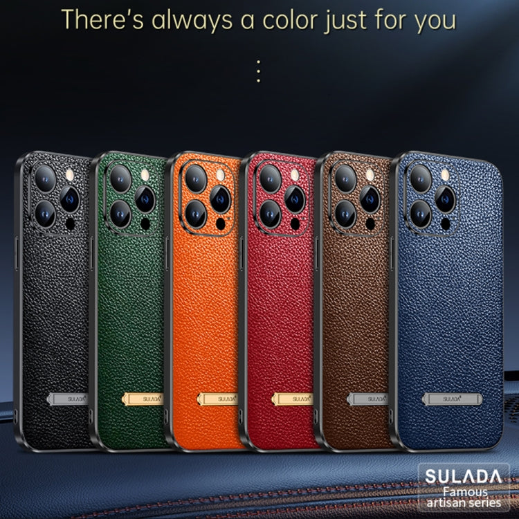 For iPhone 14 Pro Max SULADA Invisible Bracket Leather Back Cover Phone Case(Blue) - iPhone 14 Pro Max Cases by SULADA | Online Shopping South Africa | PMC Jewellery | Buy Now Pay Later Mobicred