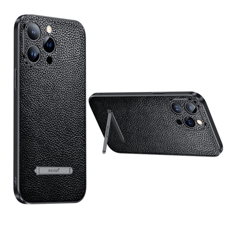 For iPhone 13 SULADA Invisible Bracket Leather Back Cover Phone Case(Black) - iPhone 13 Cases by SULADA | Online Shopping South Africa | PMC TechLife | Buy Now Pay Later Mobicred