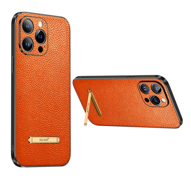 For iPhone 13 Pro SULADA Invisible Bracket Leather Back Cover Phone Case(Orange) - iPhone 13 Pro Cases by SULADA | Online Shopping South Africa | PMC TechLife | Buy Now Pay Later Mobicred