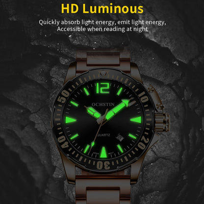 OCHSTIN 7002B Multifunctional Quartz Waterproof Luminous Steel Strap Men Watch(Silver+Green) - Metal Strap Watches by OCHSTIN | Online Shopping South Africa | PMC Jewellery | Buy Now Pay Later Mobicred