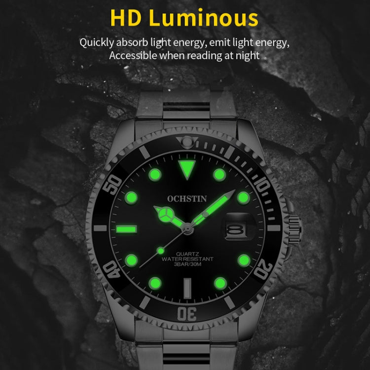 OCHSTIN 7019A Multifunctional Quartz Waterproof Luminous Steel Strap Men Watch(Green+Gold) - Metal Strap Watches by OCHSTIN | Online Shopping South Africa | PMC Jewellery | Buy Now Pay Later Mobicred