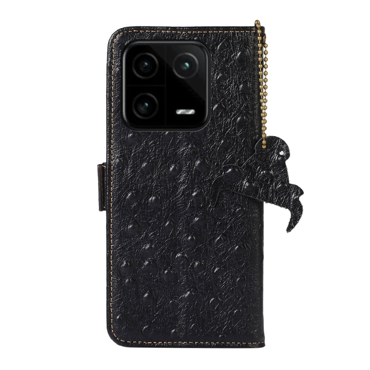 For Xiaomi 13 Ostrich Pattern Genuine Leather RFID Phone Case(Black) - 13 Cases by PMC TechLife | Online Shopping South Africa | PMC TechLife