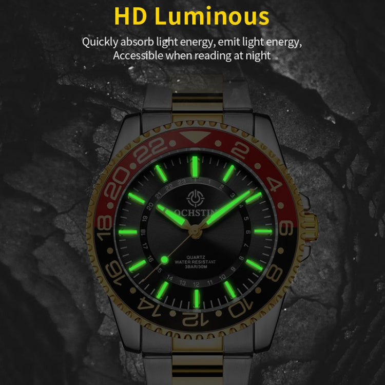 OCHSTIN 7019D Multifunctional Quartz Waterproof Luminous Steel Strap Men Watch(Green+Gold) - Metal Strap Watches by OCHSTIN | Online Shopping South Africa | PMC Jewellery | Buy Now Pay Later Mobicred