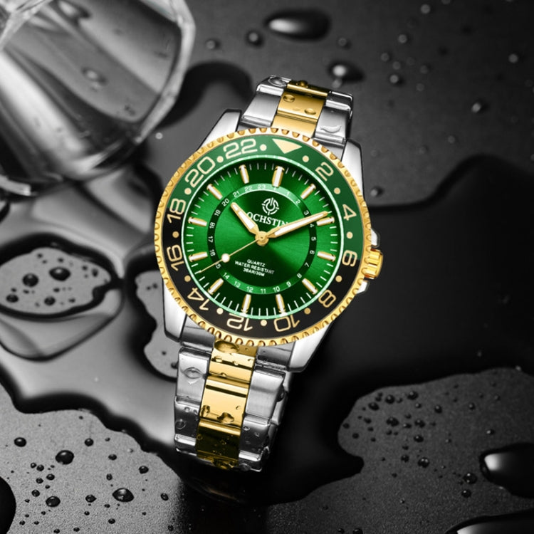 OCHSTIN 7019D Multifunctional Quartz Waterproof Luminous Steel Strap Men Watch(Green+Gold) - Metal Strap Watches by OCHSTIN | Online Shopping South Africa | PMC Jewellery | Buy Now Pay Later Mobicred