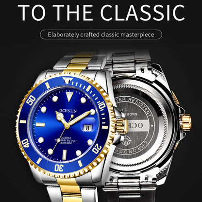 OCHSTIN 7019E Multifunctional Quartz Waterproof Luminous Steel Strap Men Watch(Blue+Gold) - Metal Strap Watches by OCHSTIN | Online Shopping South Africa | PMC Jewellery | Buy Now Pay Later Mobicred