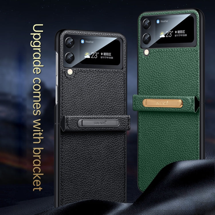 For Samsung Galaxy Z Flip3 5G SULADA Invisible Bracket Leather Back Cover Phone Case(Orange) - free shipping - PMC TechLife - Order now!