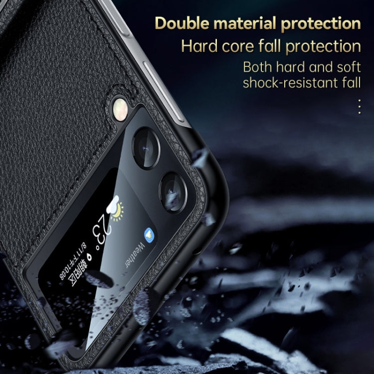 For Samsung Galaxy Z Flip3 5G SULADA Invisible Bracket Leather Back Cover Phone Case(Black) - Galaxy Phone Cases by SULADA | Online Shopping South Africa | PMC Jewellery