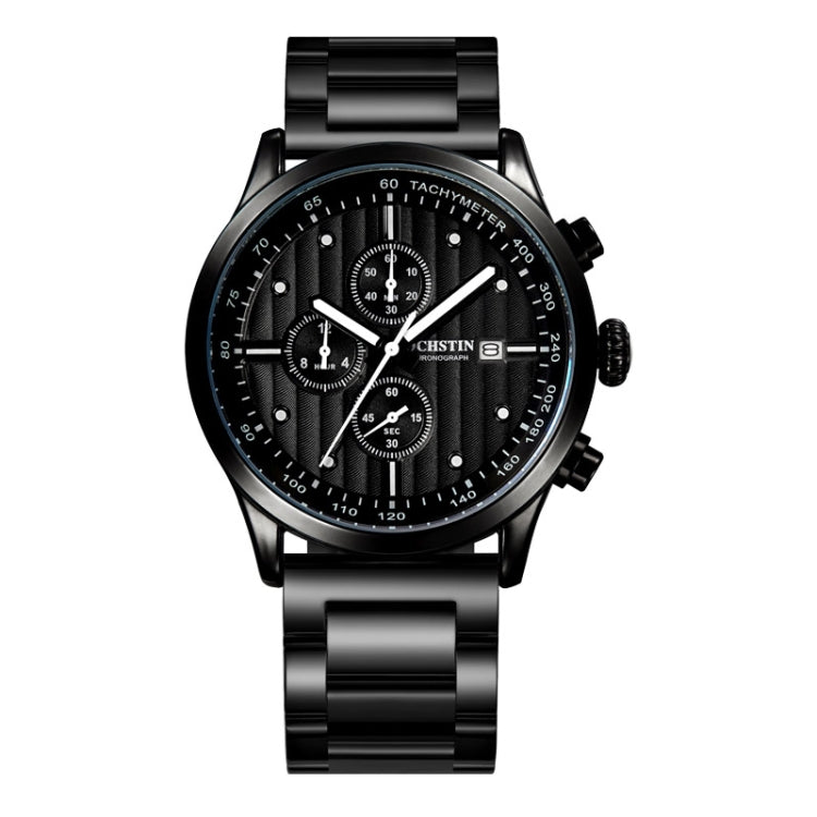 OCHSTIN 7244 Fashion Steel Strap Multifunctional Quartz Men Watch(Black White) - Metal Strap Watches by OCHSTIN | Online Shopping South Africa | PMC Jewellery | Buy Now Pay Later Mobicred