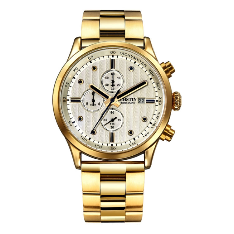 OCHSTIN 7244 Fashion Steel Strap Multifunctional Quartz Men Watch(Gold White) - Metal Strap Watches by OCHSTIN | Online Shopping South Africa | PMC Jewellery | Buy Now Pay Later Mobicred