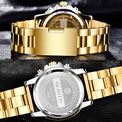 OCHSTIN 7244 Fashion Steel Strap Multifunctional Quartz Men Watch(Gold White) - Metal Strap Watches by OCHSTIN | Online Shopping South Africa | PMC Jewellery | Buy Now Pay Later Mobicred