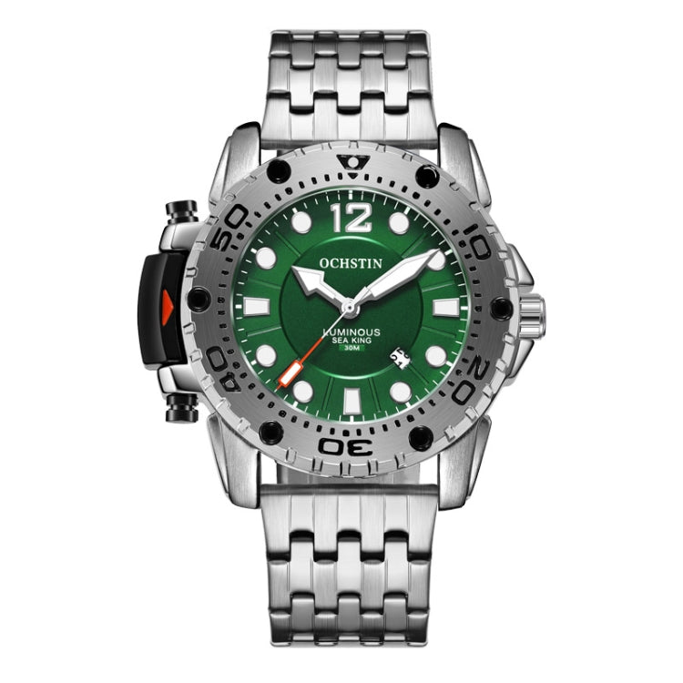 OCHSTIN 7249 Fashion Steel Strap Multifunctional Quartz Men Watch(Silver+Green) - Metal Strap Watches by OCHSTIN | Online Shopping South Africa | PMC Jewellery | Buy Now Pay Later Mobicred