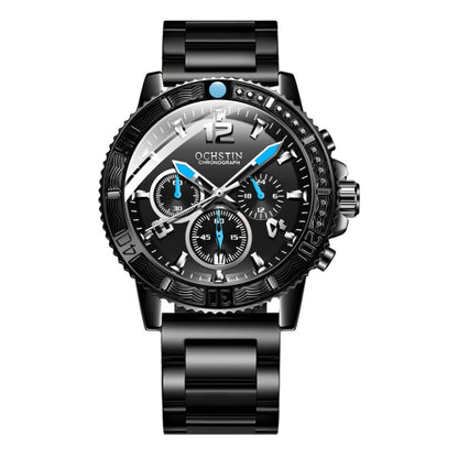 OCHSTIN 7263 Fashion Steel Strap Multifunctional Quartz Men Watch(Black Blue) - Metal Strap Watches by OCHSTIN | Online Shopping South Africa | PMC Jewellery | Buy Now Pay Later Mobicred