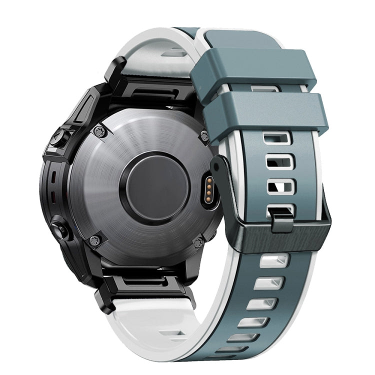 Compatible with Garmin Fenix 7X 26mm Plain Weave Two-Color Quick Release Silicone Watch Band(Blue Grey White) - free shipping - PMC TechLife - Order now!