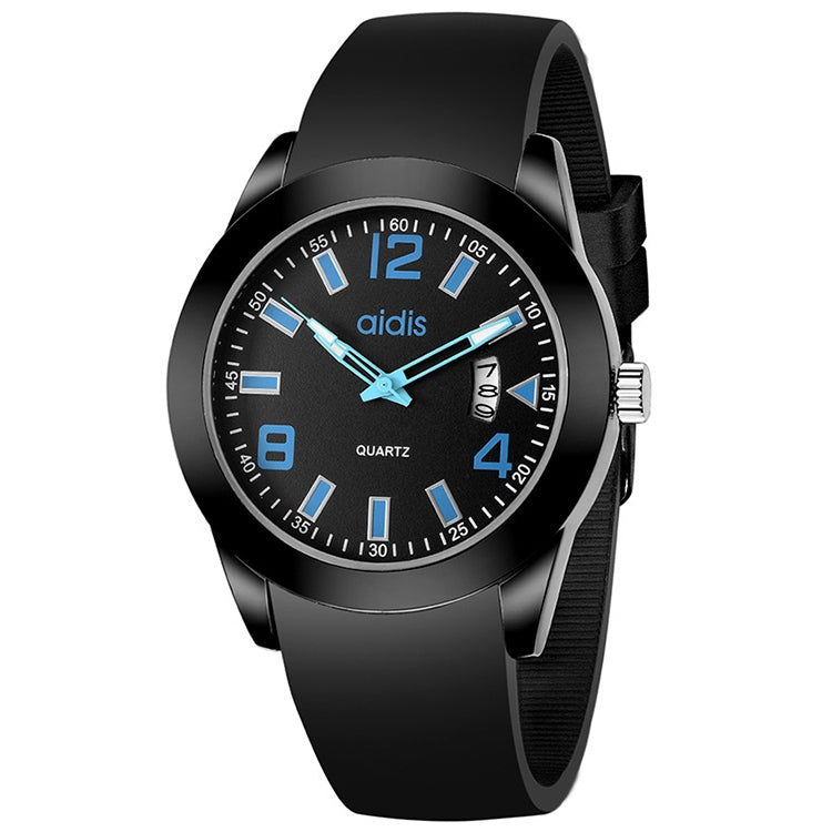 addies MY-1601 Regular Version Silicone Watchstrap Quartz Watch, Support Calendar, Size:L (Blue) - Silicone Strap Watches by addies | Online Shopping South Africa | PMC Jewellery | Buy Now Pay Later Mobicred