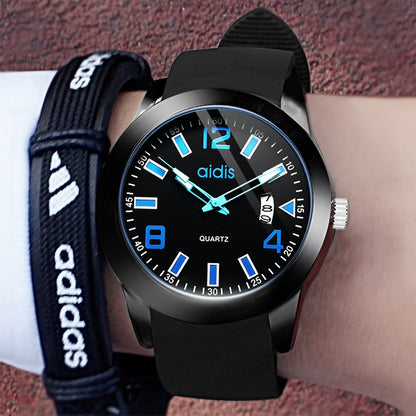 addies MY-1601 Regular Version Silicone Watchstrap Quartz Watch, Support Calendar, Size:L (Blue) - Silicone Strap Watches by addies | Online Shopping South Africa | PMC Jewellery | Buy Now Pay Later Mobicred