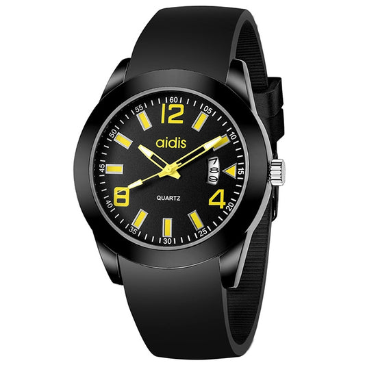 addies MY-1601 Regular Version Silicone Watchstrap Quartz Watch, Support Calendar, Size:L (Yellow) - Silicone Strap Watches by addies | Online Shopping South Africa | PMC Jewellery | Buy Now Pay Later Mobicred