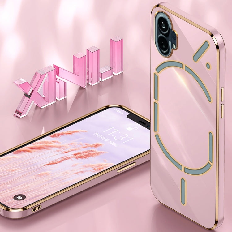 For Nothing Phone 1 XINLI Straight 6D Plating Gold Edge TPU Phone Case(Black) - More Brand by PMC Jewellery | Online Shopping South Africa | PMC Jewellery