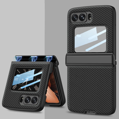 For Motorola Razr 2022 GKK Magnetic Folding Shockproof Leather Phone Case(Carbon Fibre) - Motorola Cases by GKK | Online Shopping South Africa | PMC Jewellery