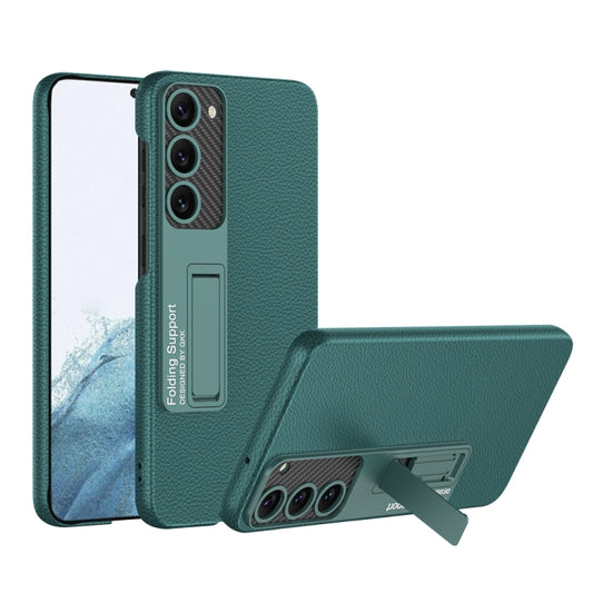 For Samsung Galaxy S23 5G GKK Plain Leather Shockproof Phone Case with Holder(Forest Green) - Galaxy S23 5G Cases by GKK | Online Shopping South Africa | PMC Jewellery