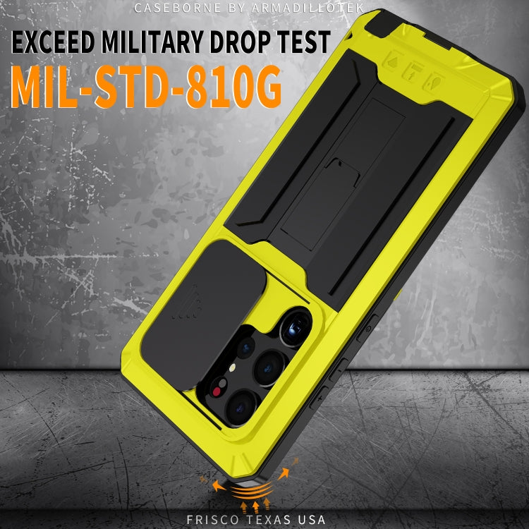 For Samsung Galaxy S23 Ultra 5G R-JUST Sliding Camera Design Life Waterproof Dustproof Shockproof Phone Case(Yellow) - Galaxy S23 Ultra 5G Cases by R-JUST | Online Shopping South Africa | PMC Jewellery | Buy Now Pay Later Mobicred